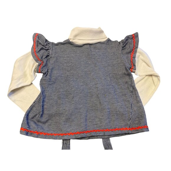 Vintage Carters 5T toddler top Scandinavian embroidery rick-rack ruffle tie back - Picture 6 of 8